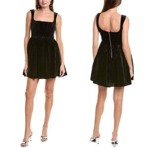 Elegant Black Velvet Mini Dress
